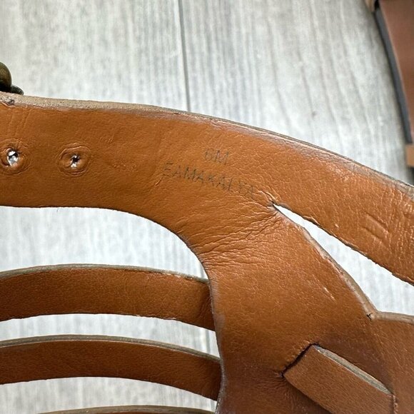 Enzo Angiolini Makalya Gladiator Sandals Women Sz 6M Flat Leather Zip Back Brown - Picture 11 of 12